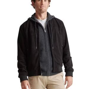New Quince Men's Black Suede Bomber Jacket Size Medium Casual Zip-Up $200